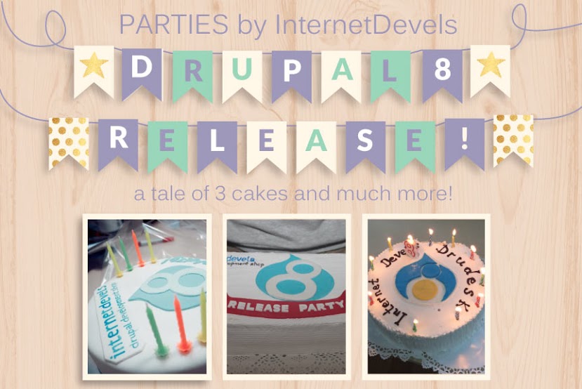 Drupal 8 release parties by InternetDevels: a tale of 3 cakes and much more!