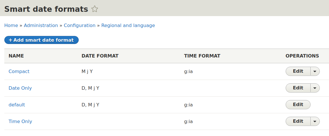 Date and time formatting with the Smart Date module in Drupal 8