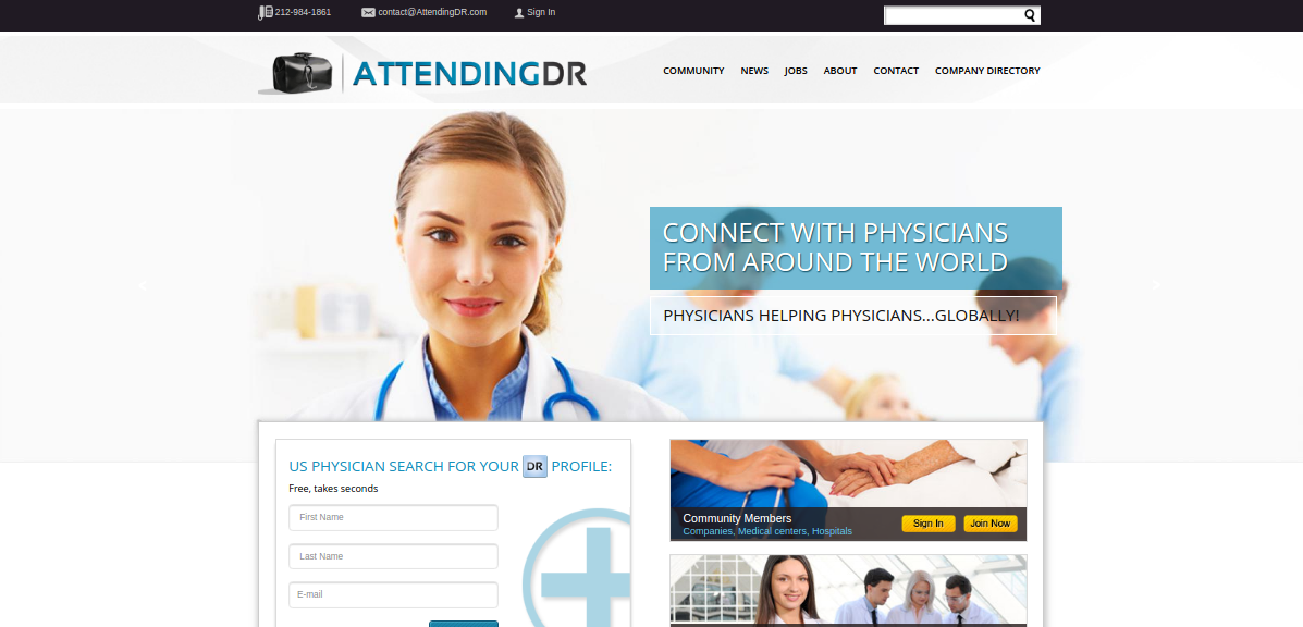 AttendingDR medical website that rely on Drupal