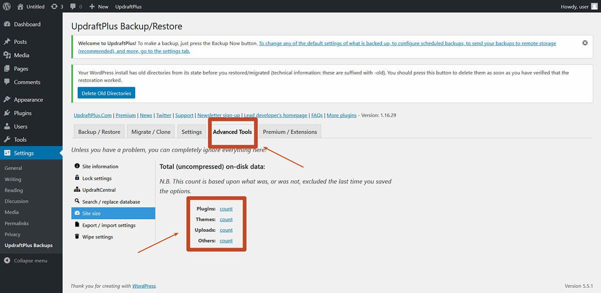 estimate your backups' size