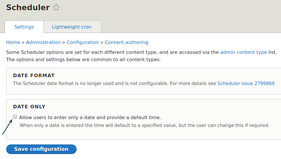 Date-only format with the Drupal Scheduler module