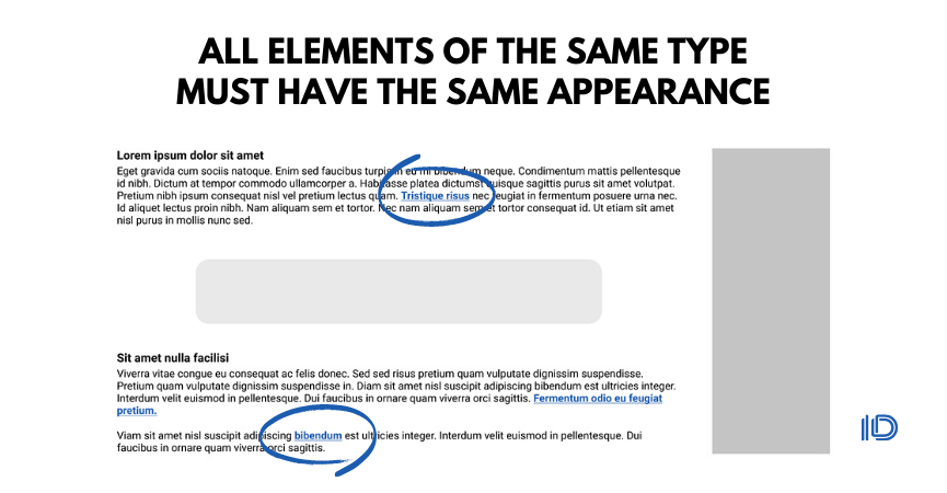 All elements of the same type must have the same appearance