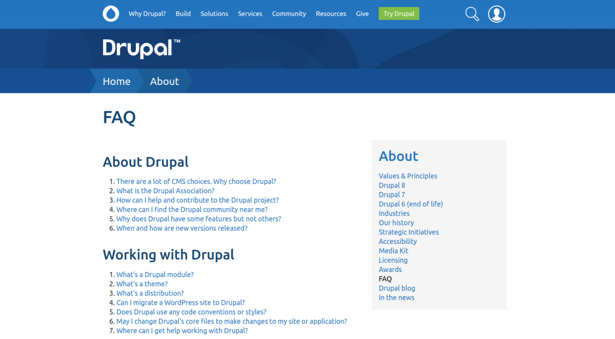 An FAQ section on your website with the FAQ Field Drupal module