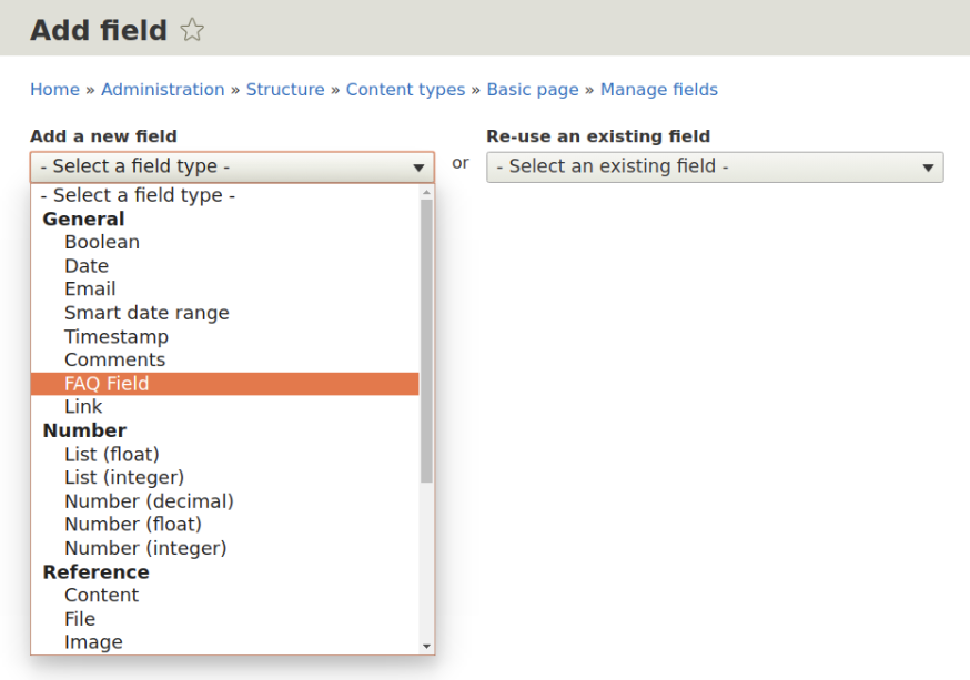 FAQ field for content in Drupal 8