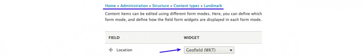 Geofield WKT widget