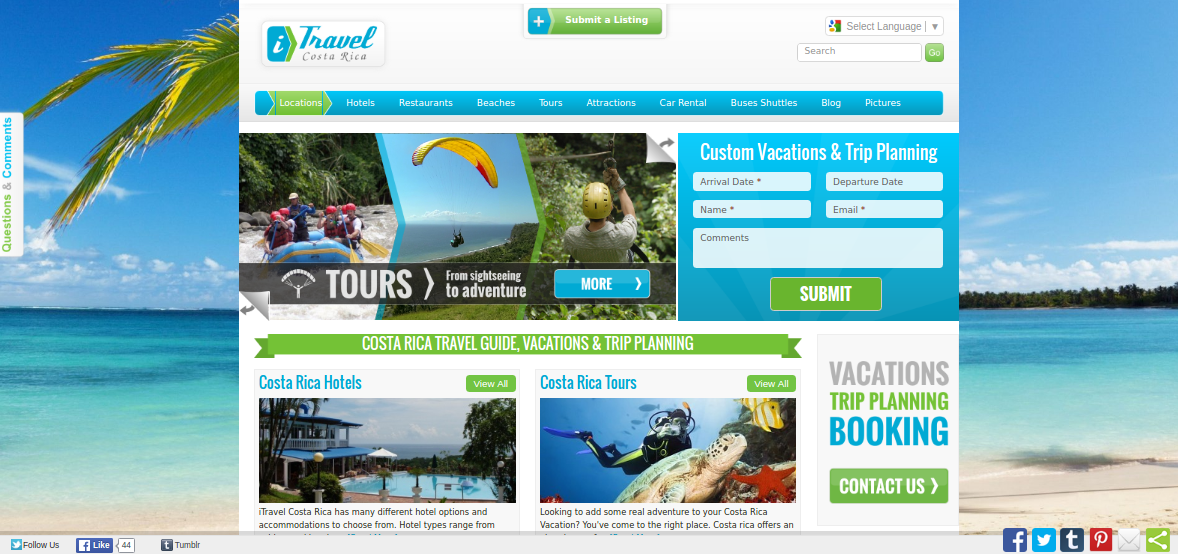 Costa Rica Travel site on Drupal