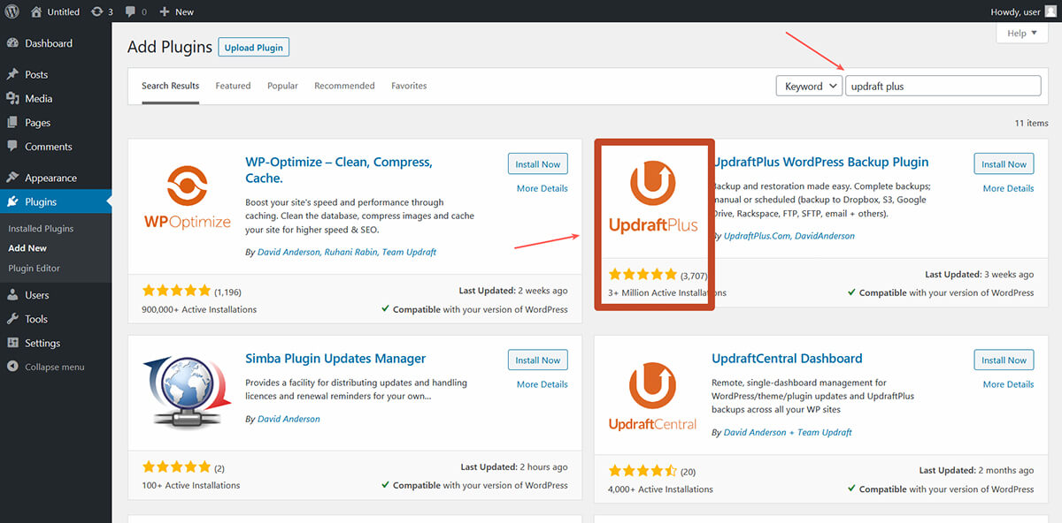 UpdraftPlus WordPress backup plugin