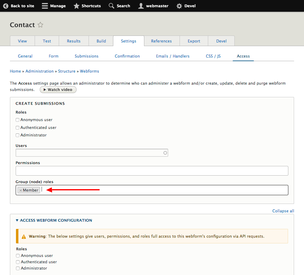 Integration of Webform module with the Group module