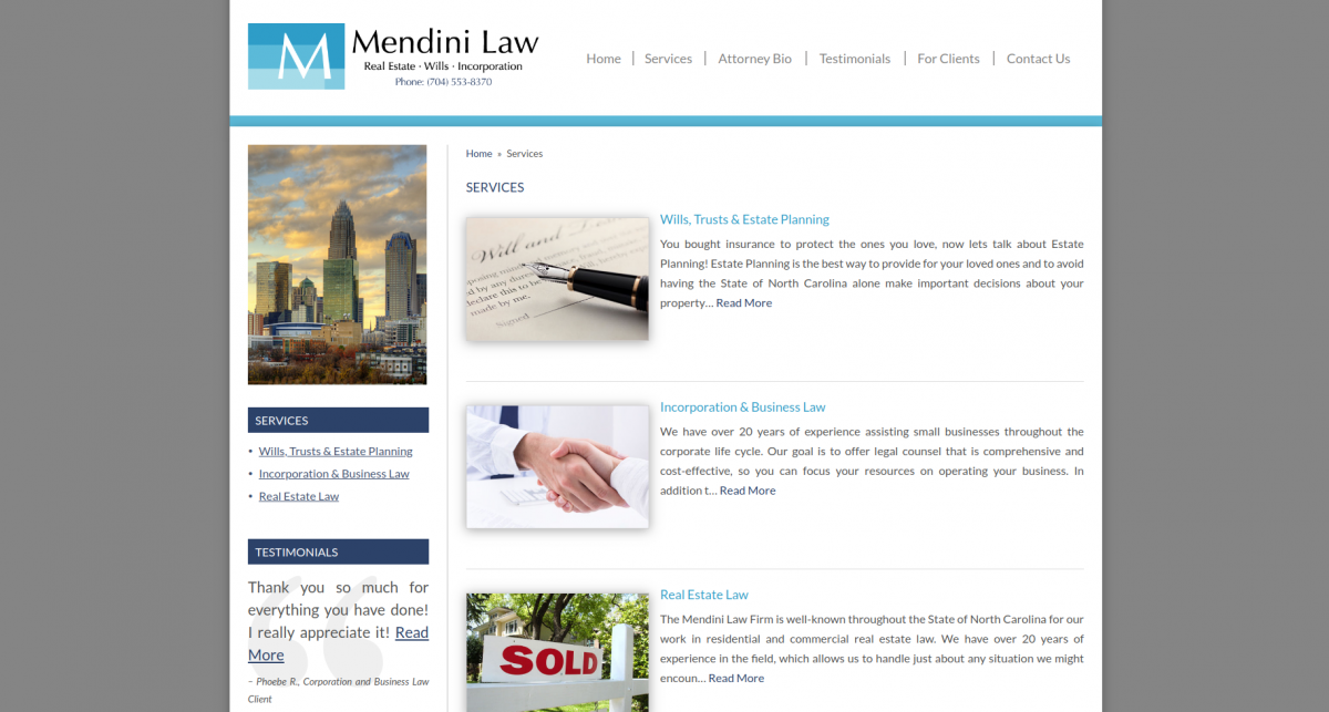 Listing law services clearly on a law firm website