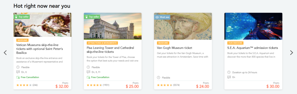Local search feature on a travel marketplace website