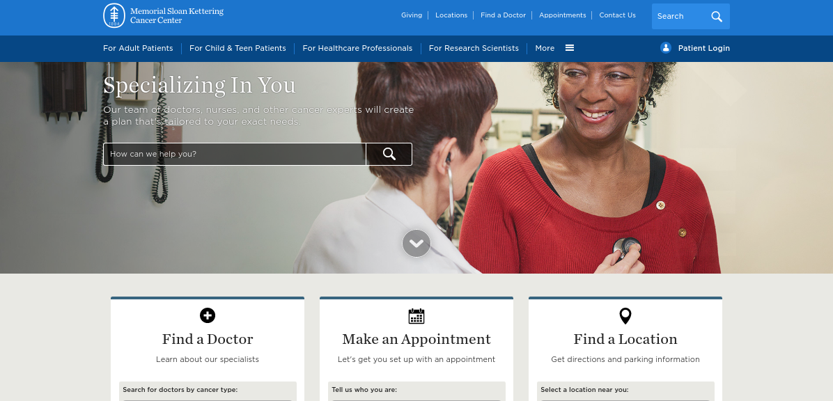 Memorial Sloan Kettering Cancer Center Health care Drupal website