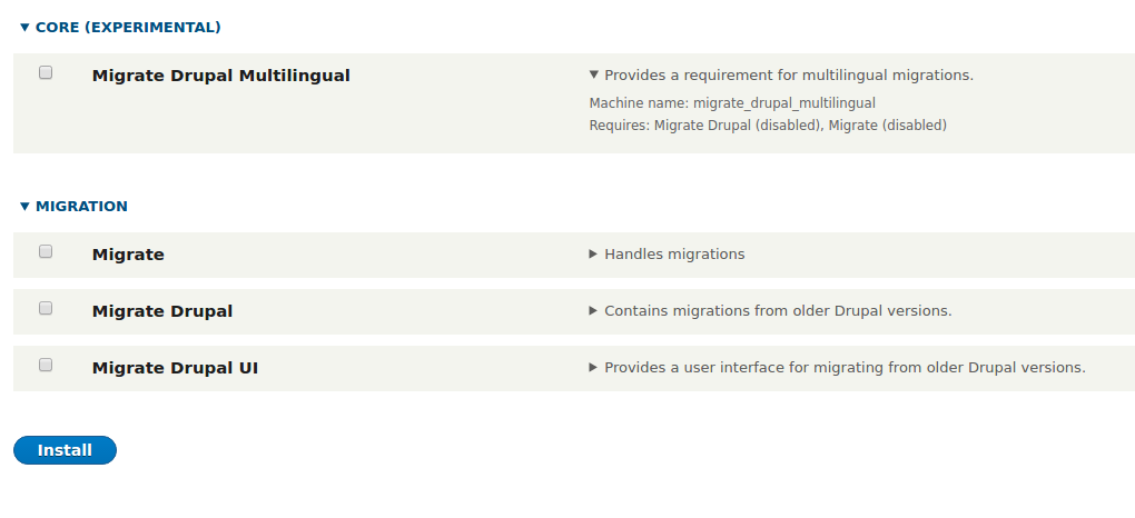 Migration modules - Drupal 8-6-0