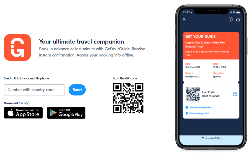 Mobile experiences on a travel marketplace website