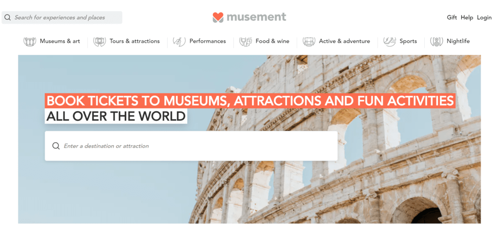 Musement - online travel marketplace examples