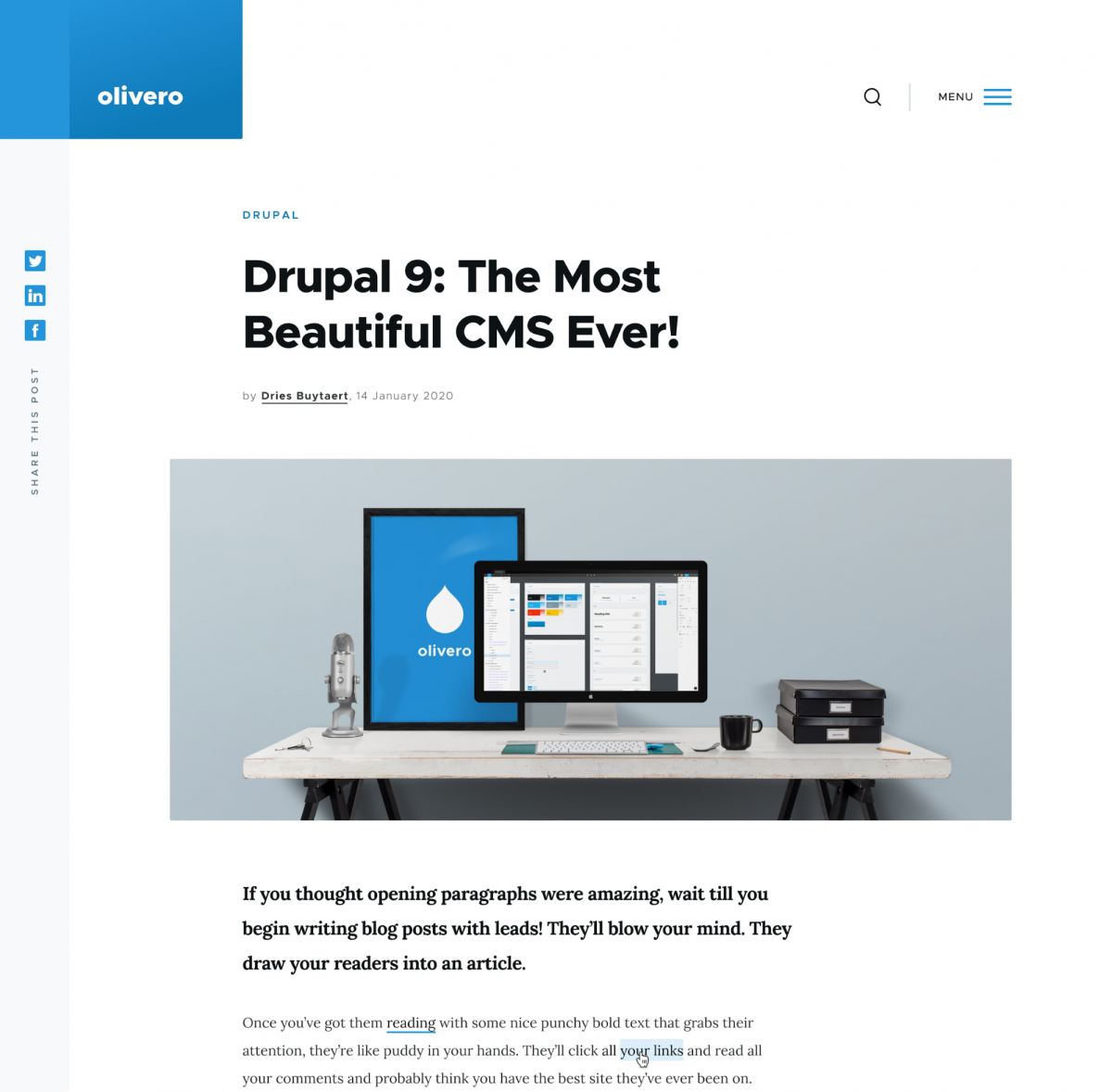 New Drupal 9 frontent theme Olivero