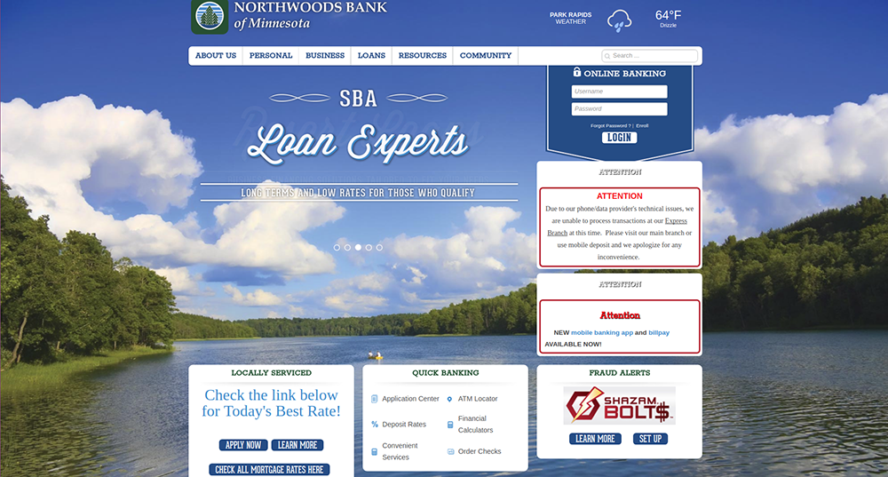 Northwoods Bank of Minnesota’s site