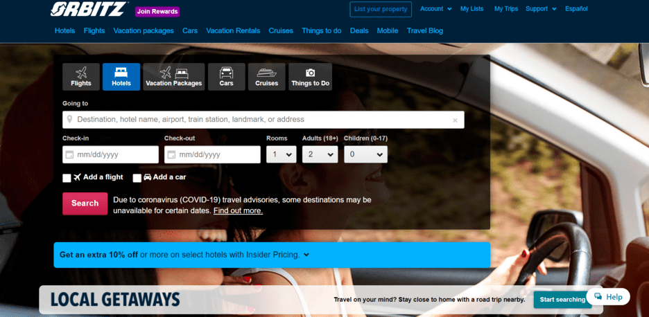 Orbitz - online travel marketplace examples