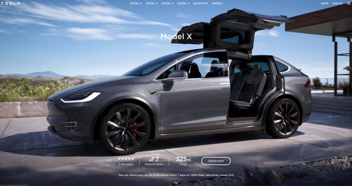 Tesla website built with Drupal
