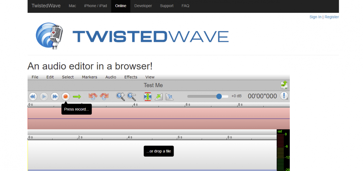 Twisted Wafe online audio editor