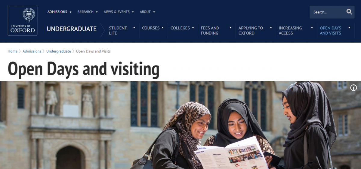 University of Oxford great example of a Drupal website