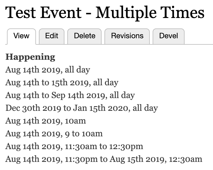 Various date and time formats with the Smart Date module in Drupal 8